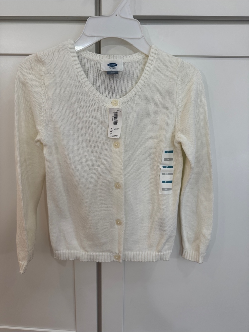 OLD NAVY girl’s 5T Cream Button-Up Cardigan Sweater